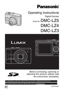 Panasonic Lumix LZ5 manual. Camera Instructions.